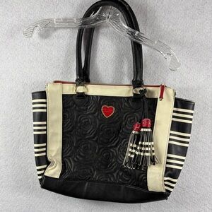Betsy Johnson Red and Black Bag With Tassels